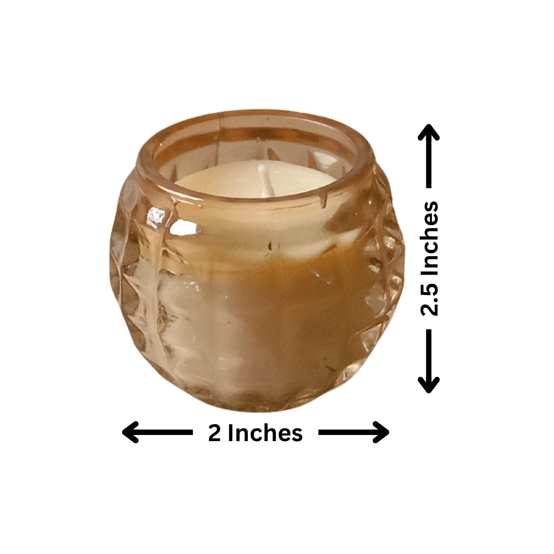 Set of 5 Brown Glass Football-Shaped Scented Wax Candles