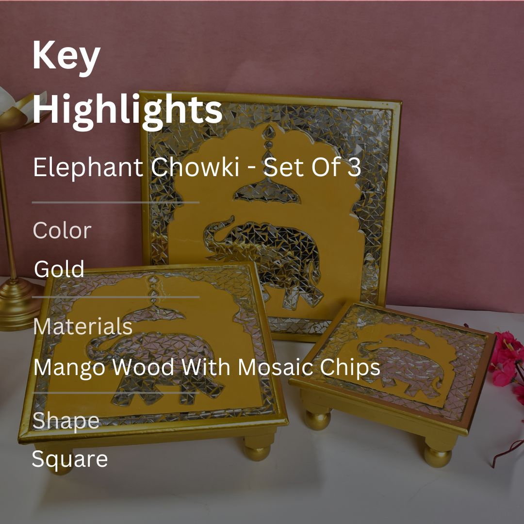 Elephant Chowki Set Of 3