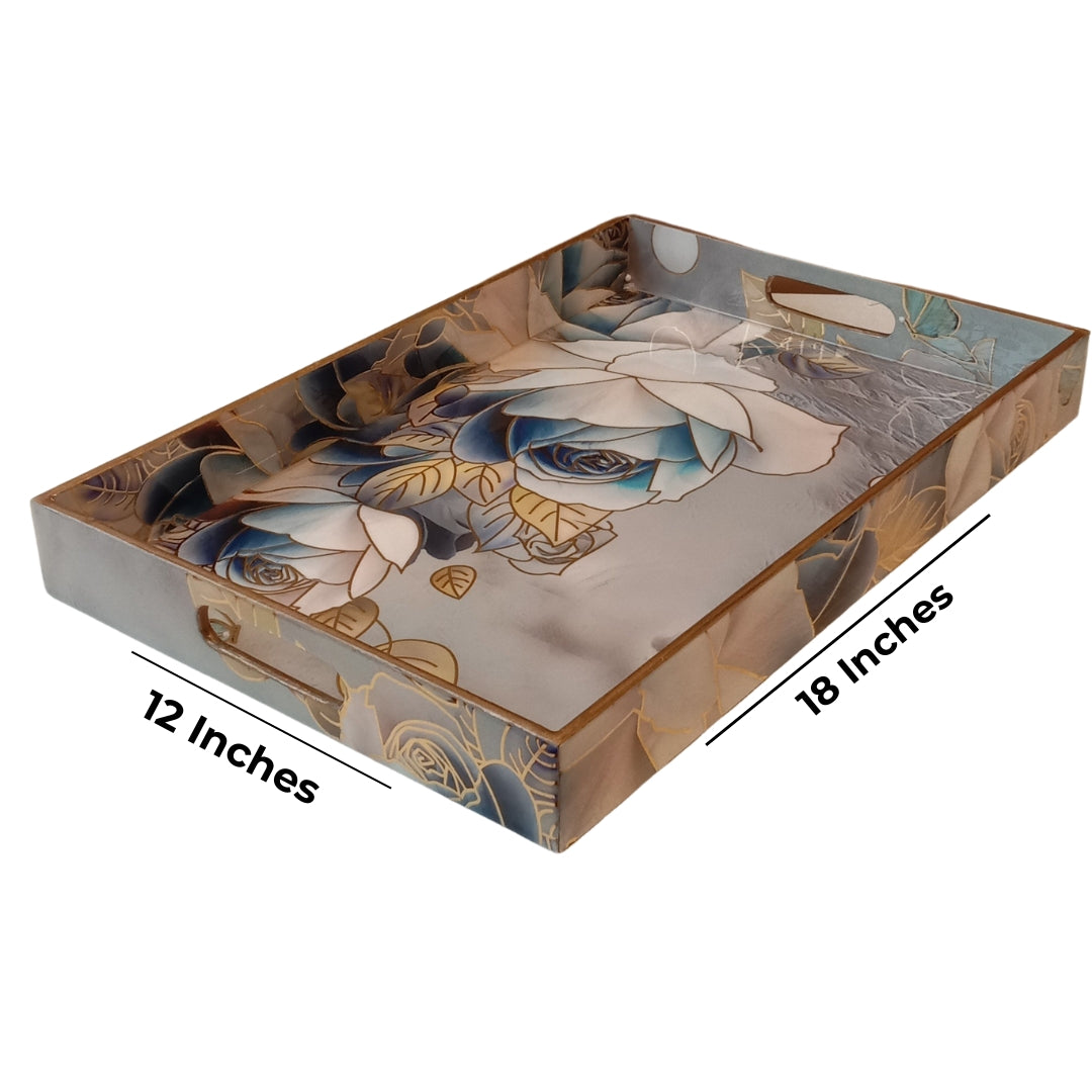 Rectangle Tray Set Of 2 - Blue Rose