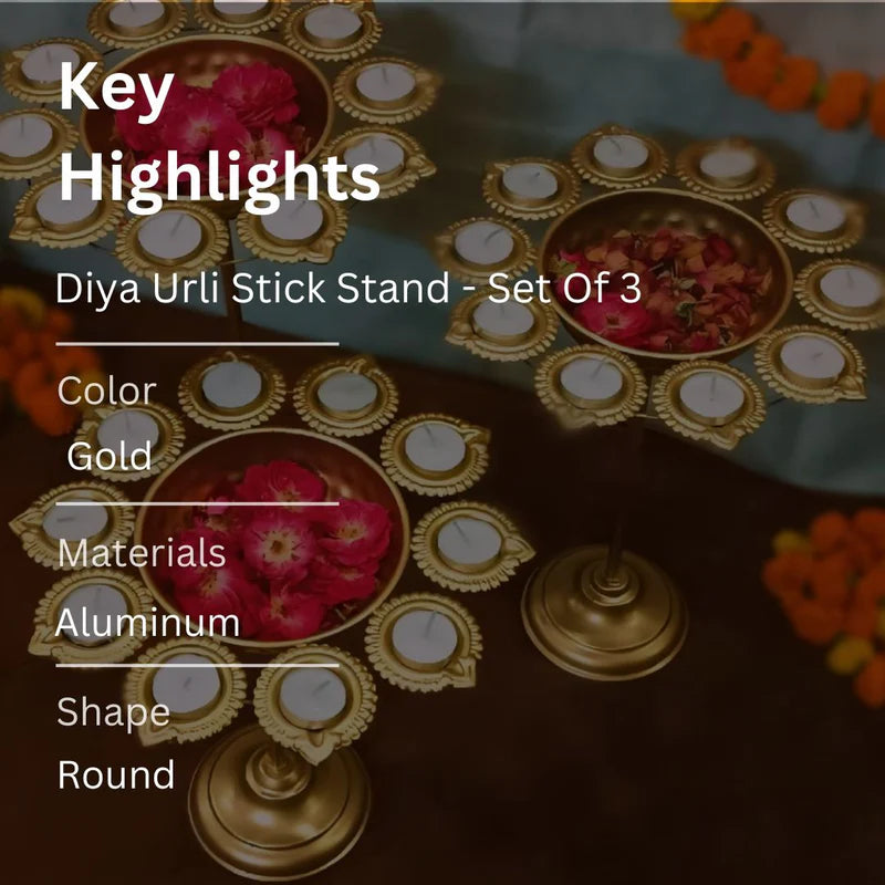 Diya Urli Stick Stand - Set Of 3