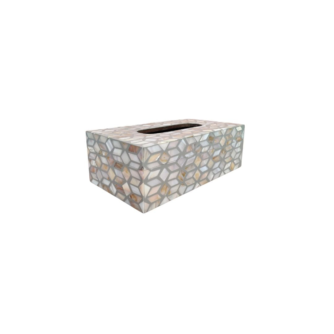 Tissue Box - Grey & White Mother Of Pearl