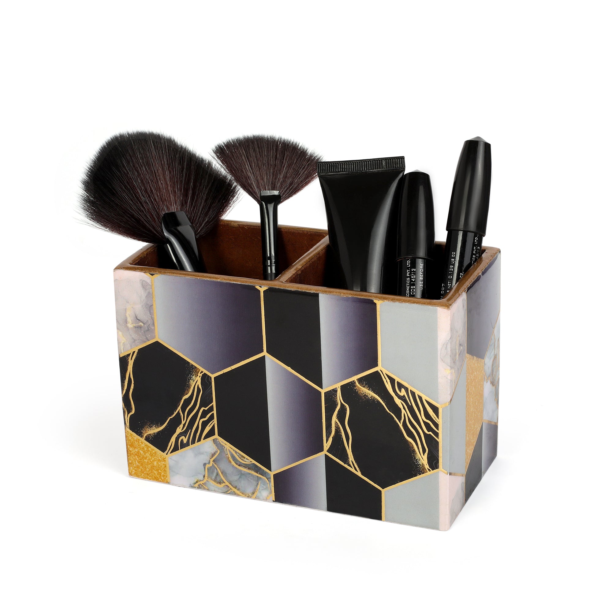 Cutlery Holder 2 Partition - Black Hexagon: The Home Co.