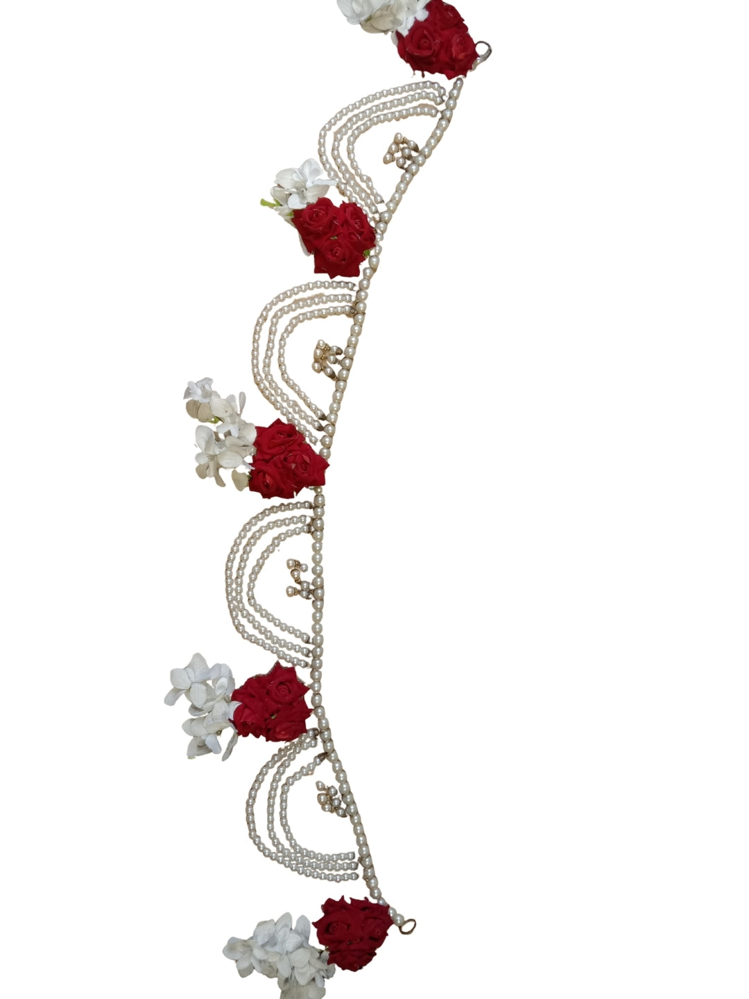 Artificial red & white flower with red roses toran