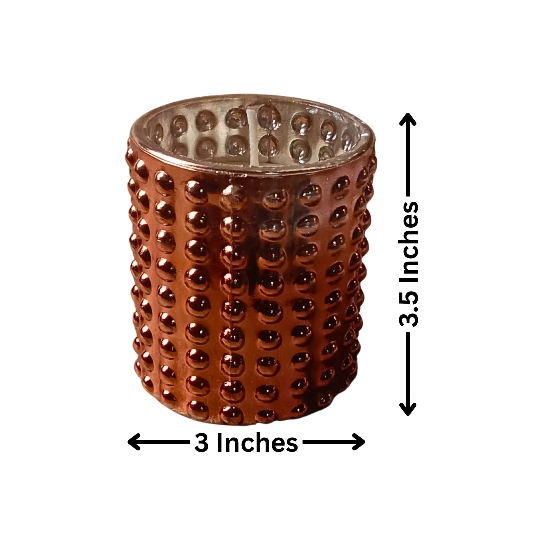 Copper Dotted Glass Votive Candle Holders - Scented Wax Set (Set of 2)