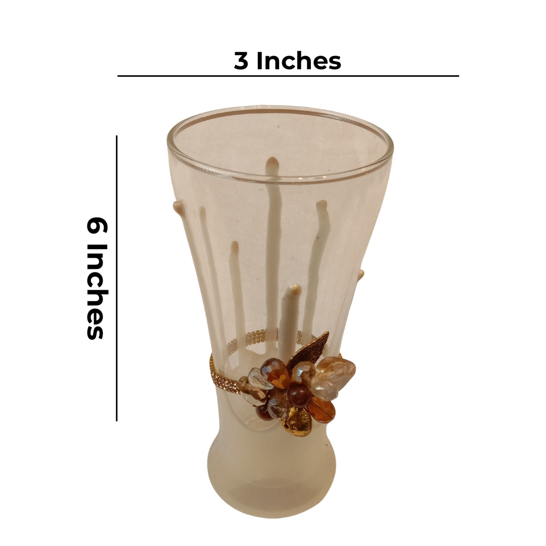 Cone Shape White Resin Mocktail Filigree Tall Glass Set of 3