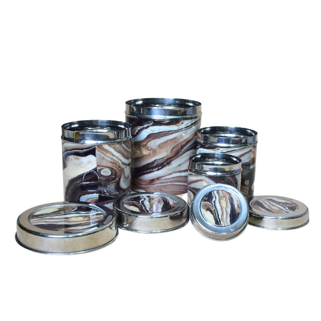 Brown Marble Jar Set Of 4