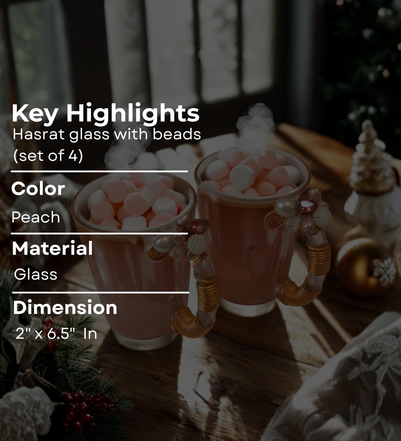 Peach Resin Coffee Filigree Cup Set of 4