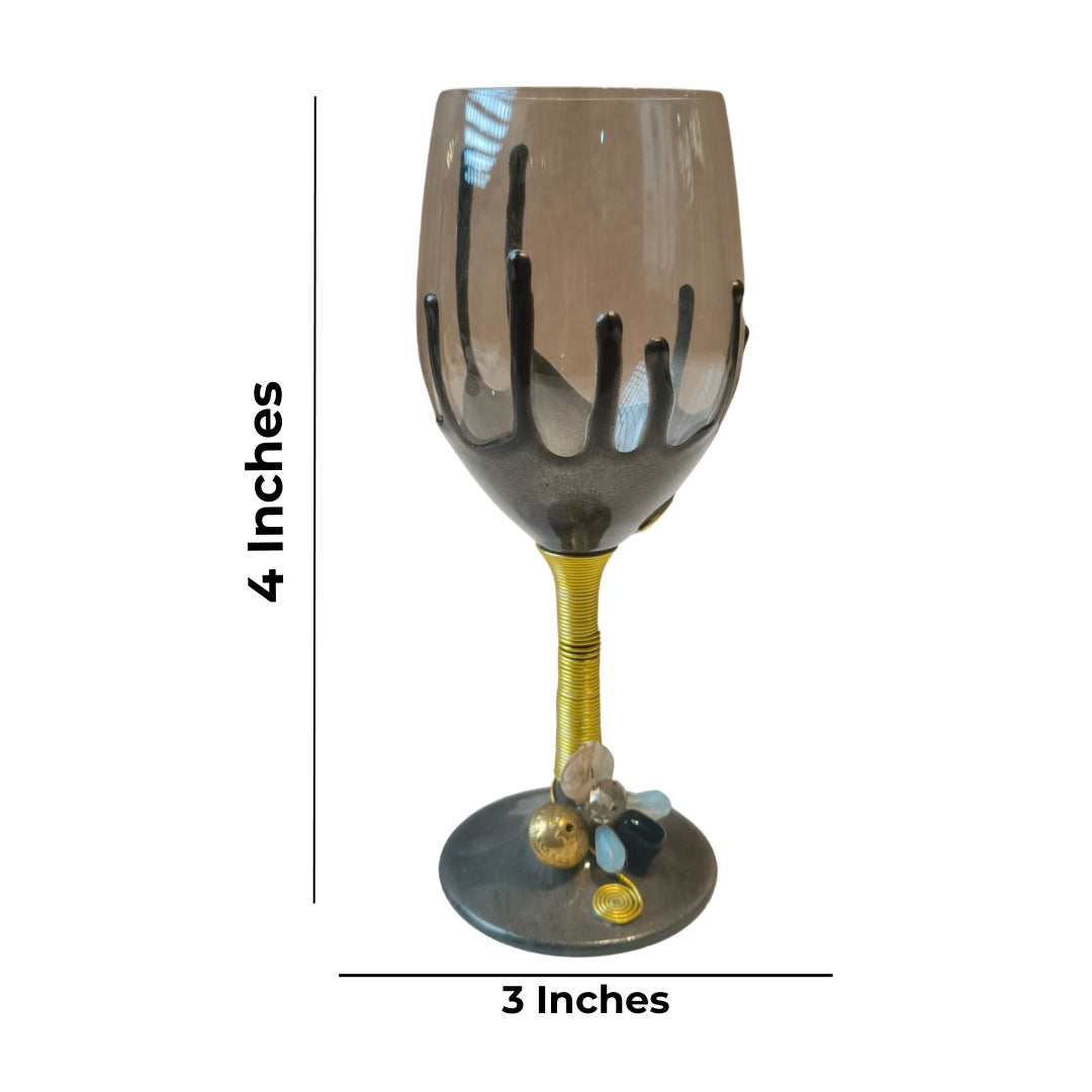 Grey Resin Champagne Filigree Glass Set of 5