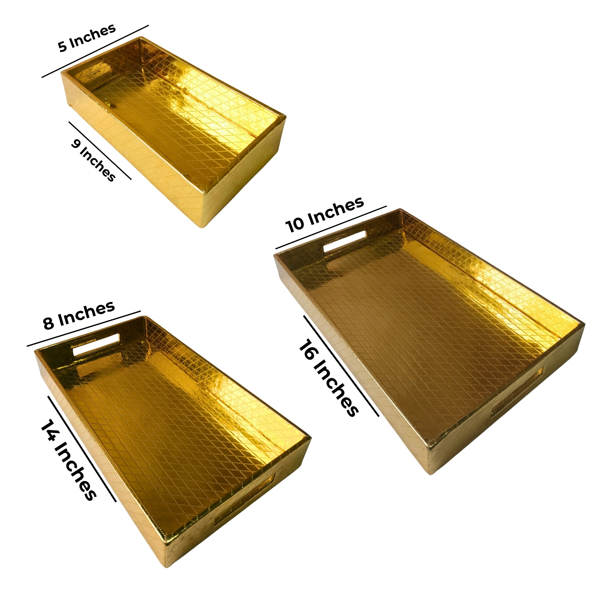 Gold With Pattern Tray (Set Of 5)
