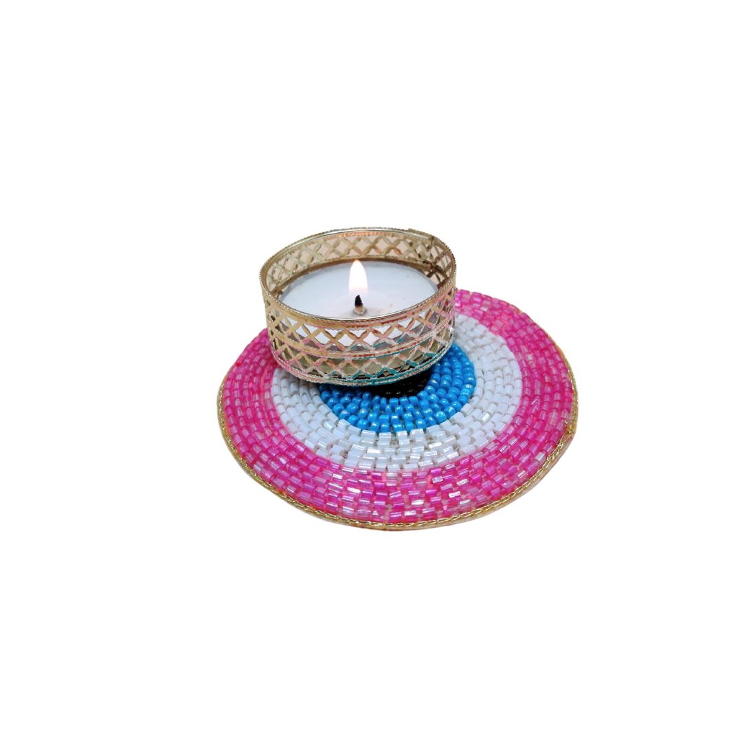 Evil Eye Tea Light Holders Set Of 2 Dark Pink