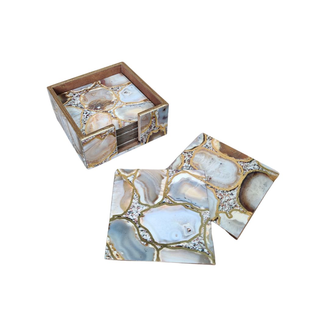 Table Coaster - Agate Set Of 8