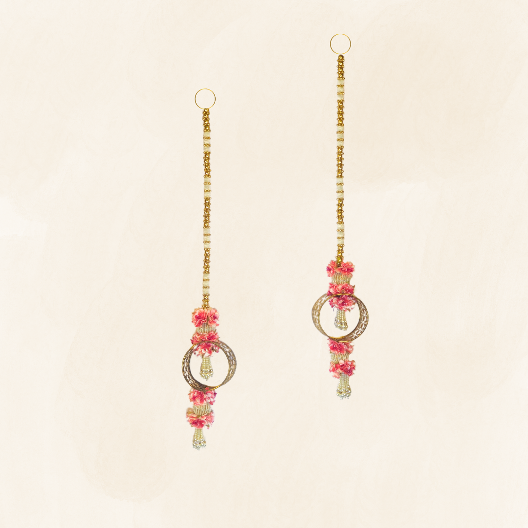 Peach Flower Side Hanging  Set Of 2 - Ring Shape