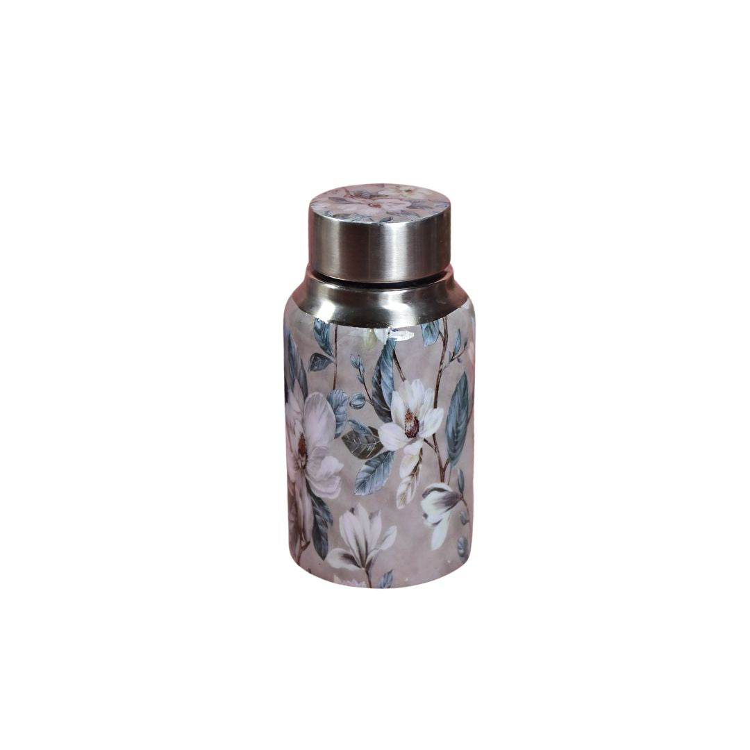 Stainless Steel Grey Flower Bottle - 350ml