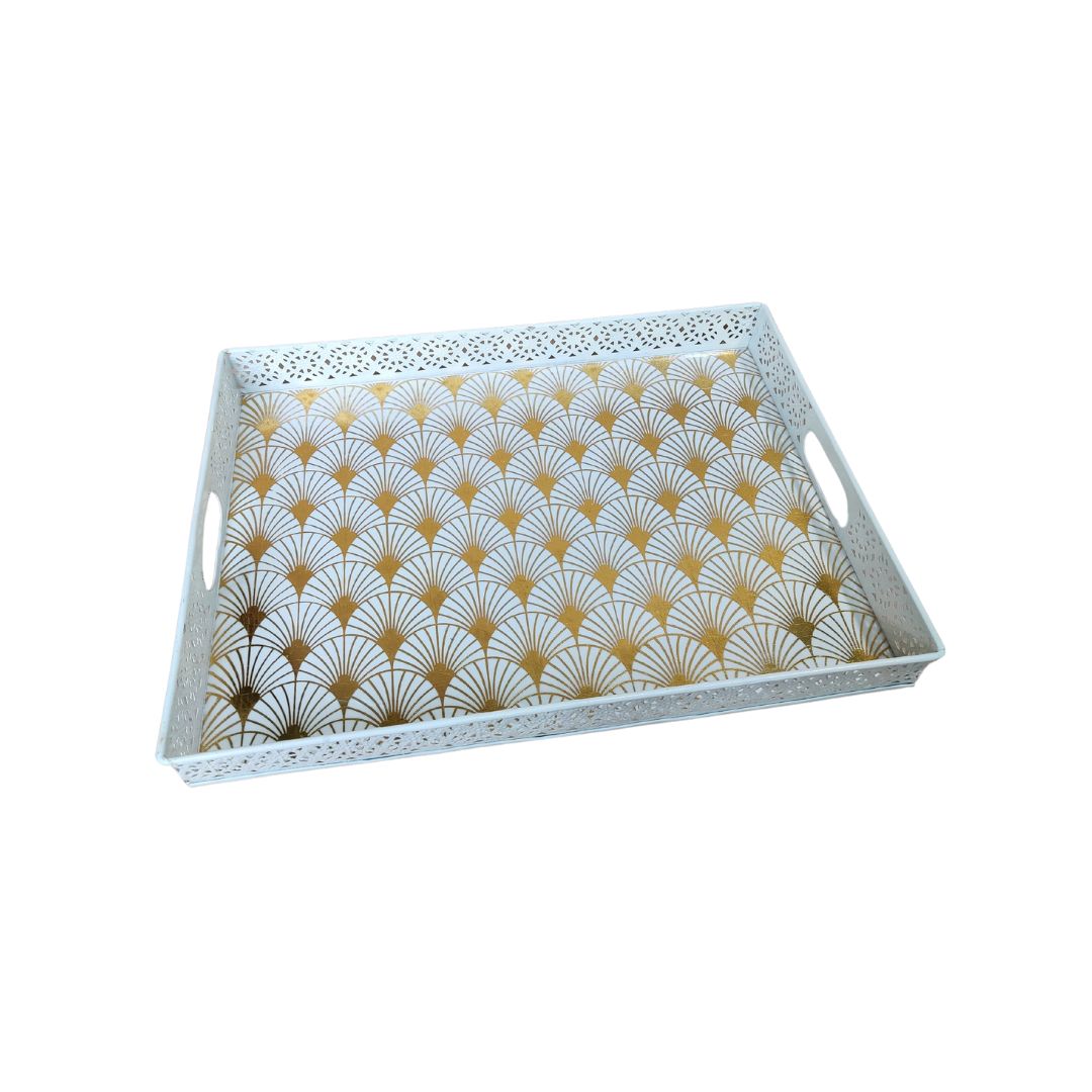 Single Tray - Large Gold & White