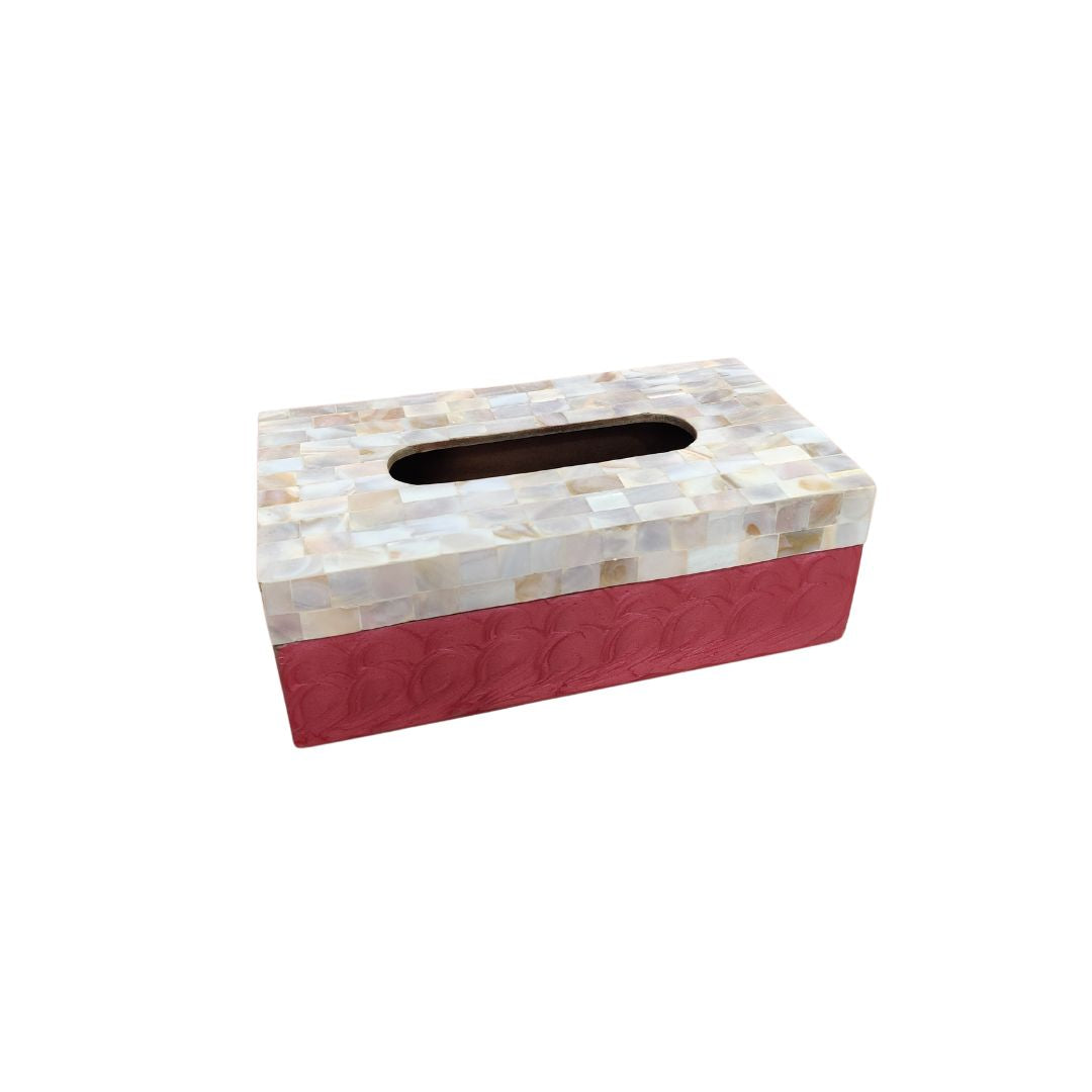 Tissue Box - Dark Pink Mother Of Pearl