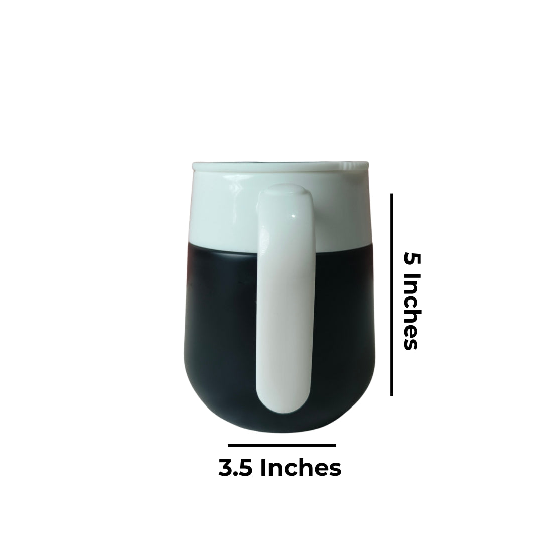 Black & White Temprature Measure Mug With Stainless Steel Insulted And Plastic Body