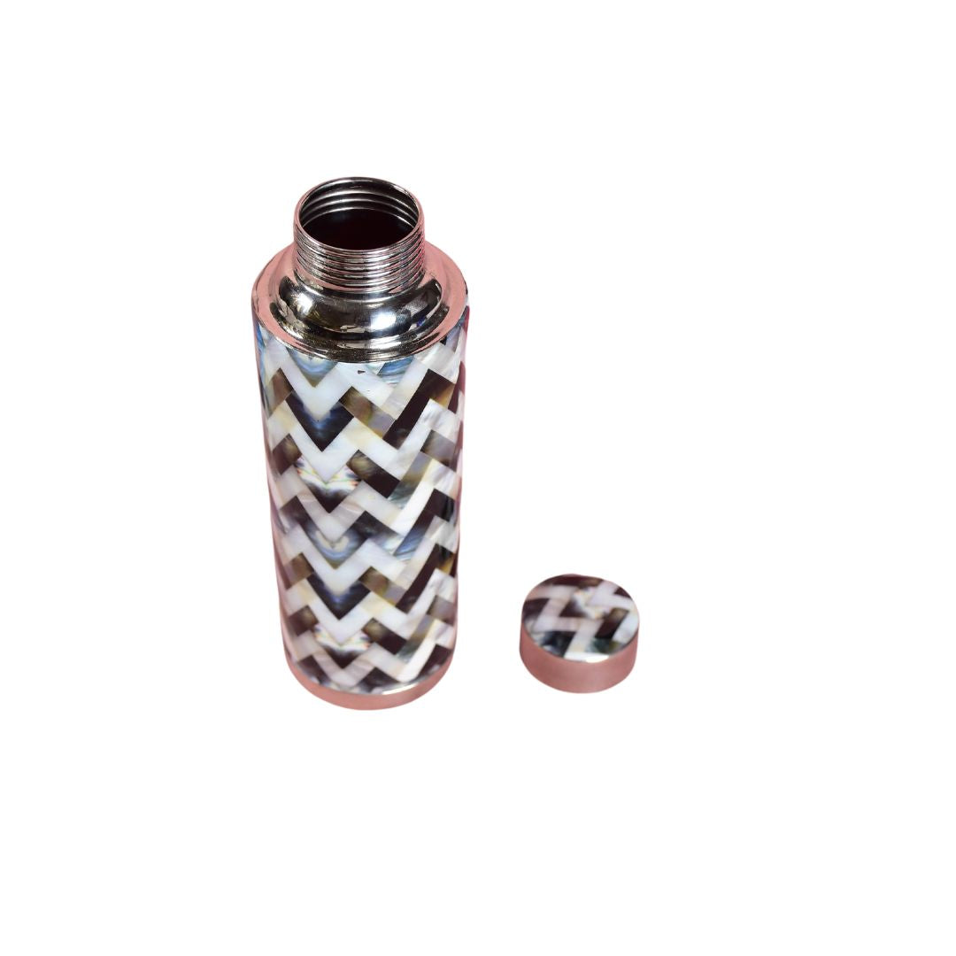 Stainless Steel Copper Insulated Chevron Print & Enamel Bottle Large - 1000 ml