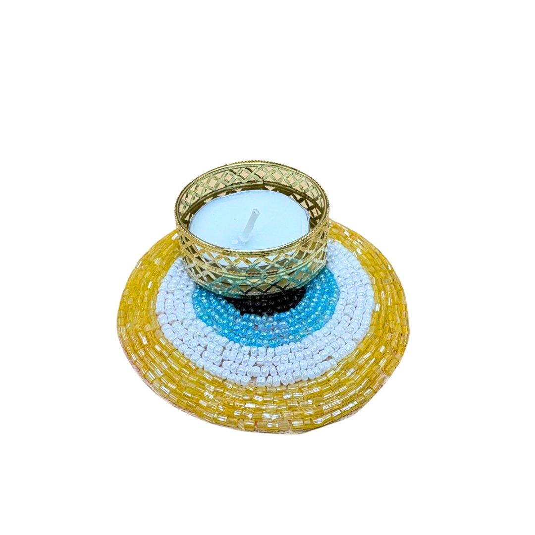 Evil Eye Tea Light Set Of 2 Yellow