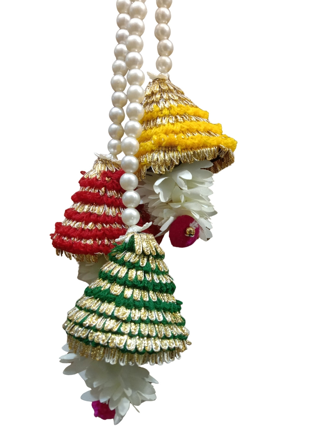 moti with gota cone sidehanging set of 2 -Red , Green & yellow cones