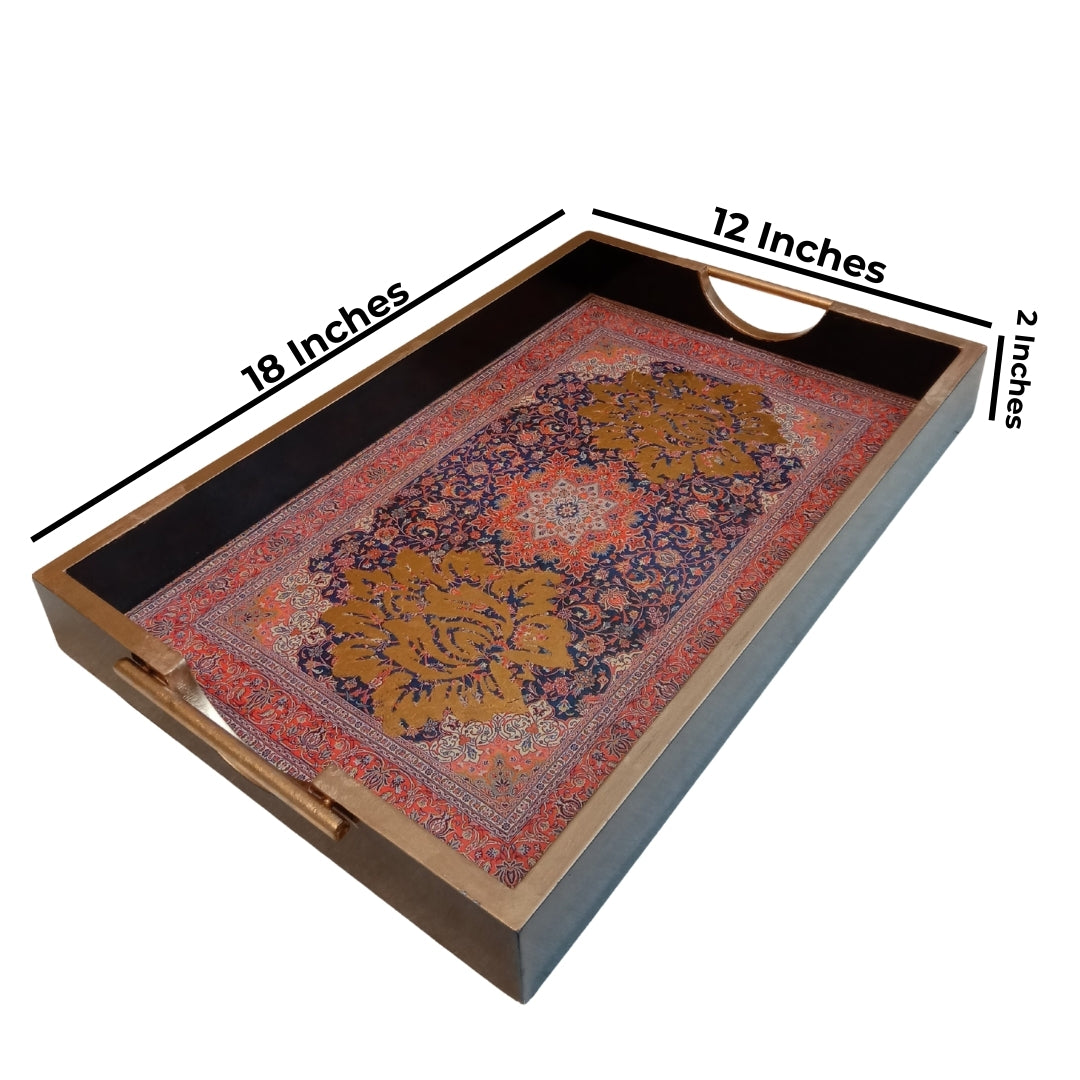 Turkish Maroon Digital Print Enamel Tray Large