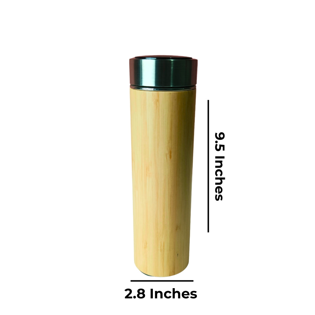 Bamboo Stainless Steel Bottle With Temperature Measure(750ml)