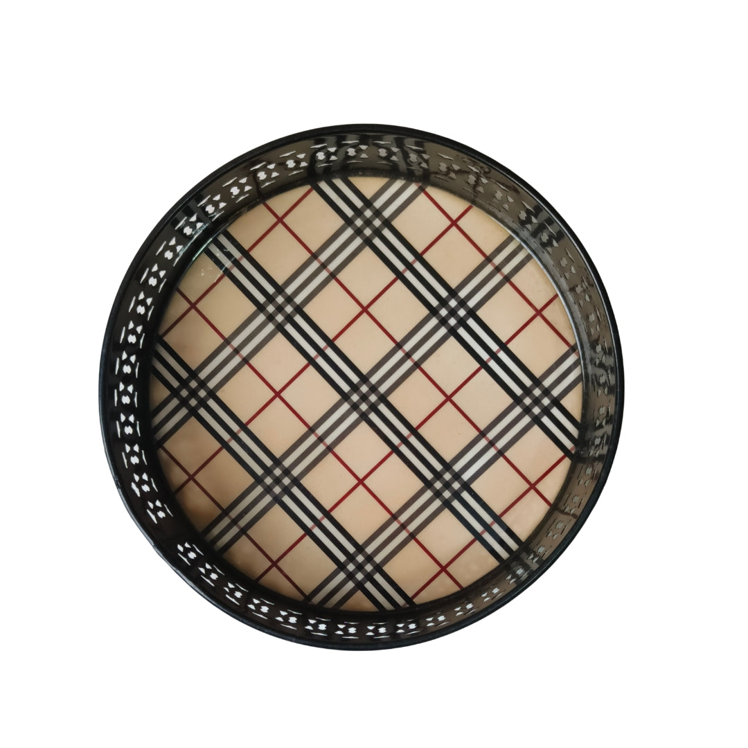 Checks Print Metal Tray Small