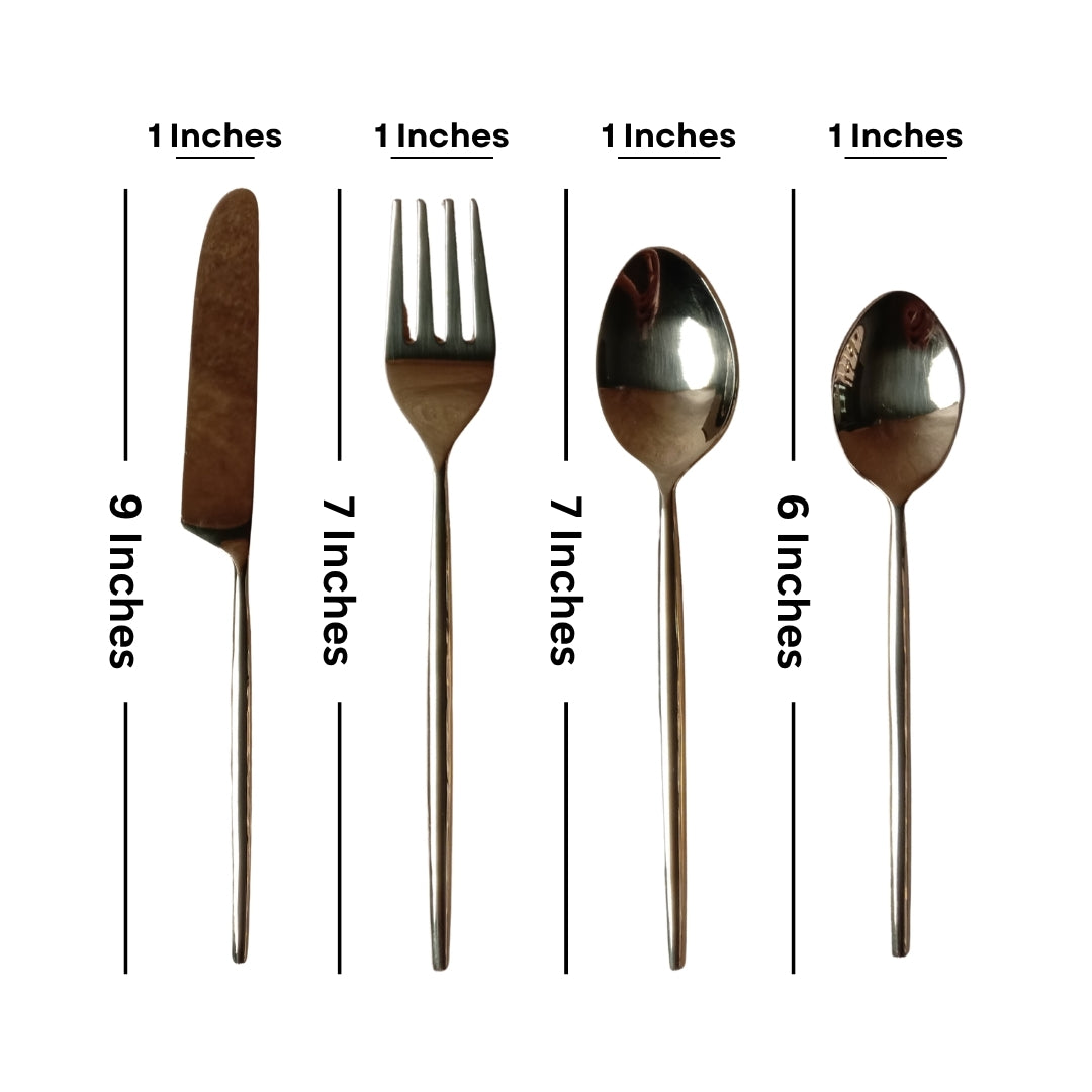 24 Pcs Premium Gold Stainless Steel Cutlery Set with Leather Gift Box