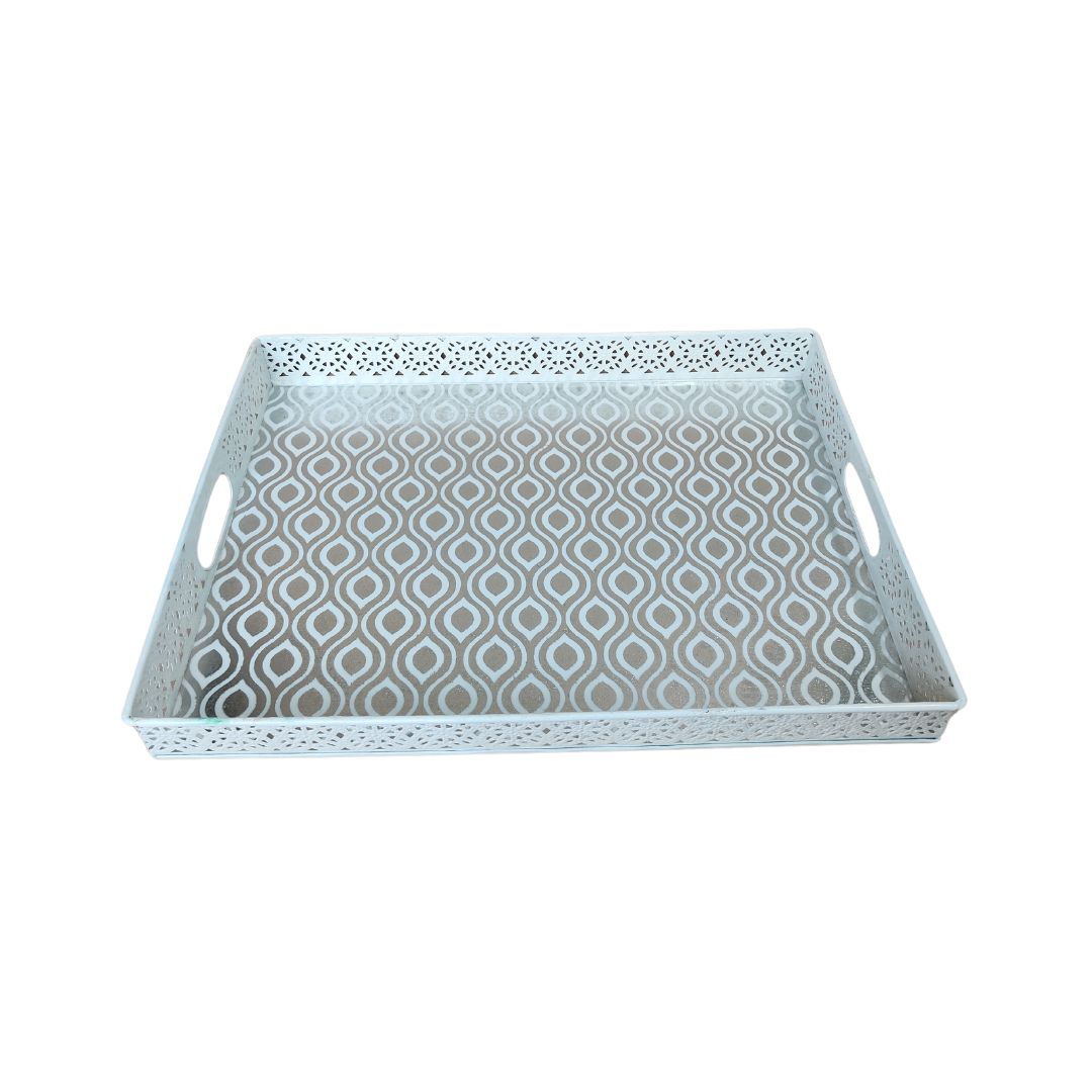 Single Tray - Large Silver & White