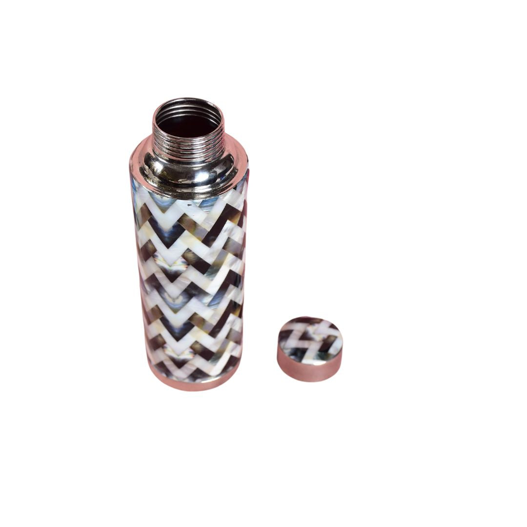 Stainless Steel Copper Insulated Chevron Print & Enamel Bottle Small - 500 ml