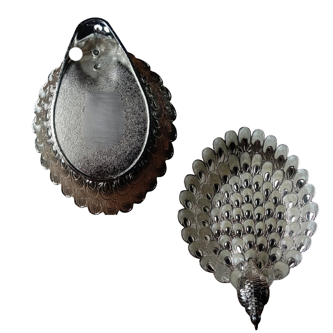 Decorative Silver Peacock Feather Shaped Tray