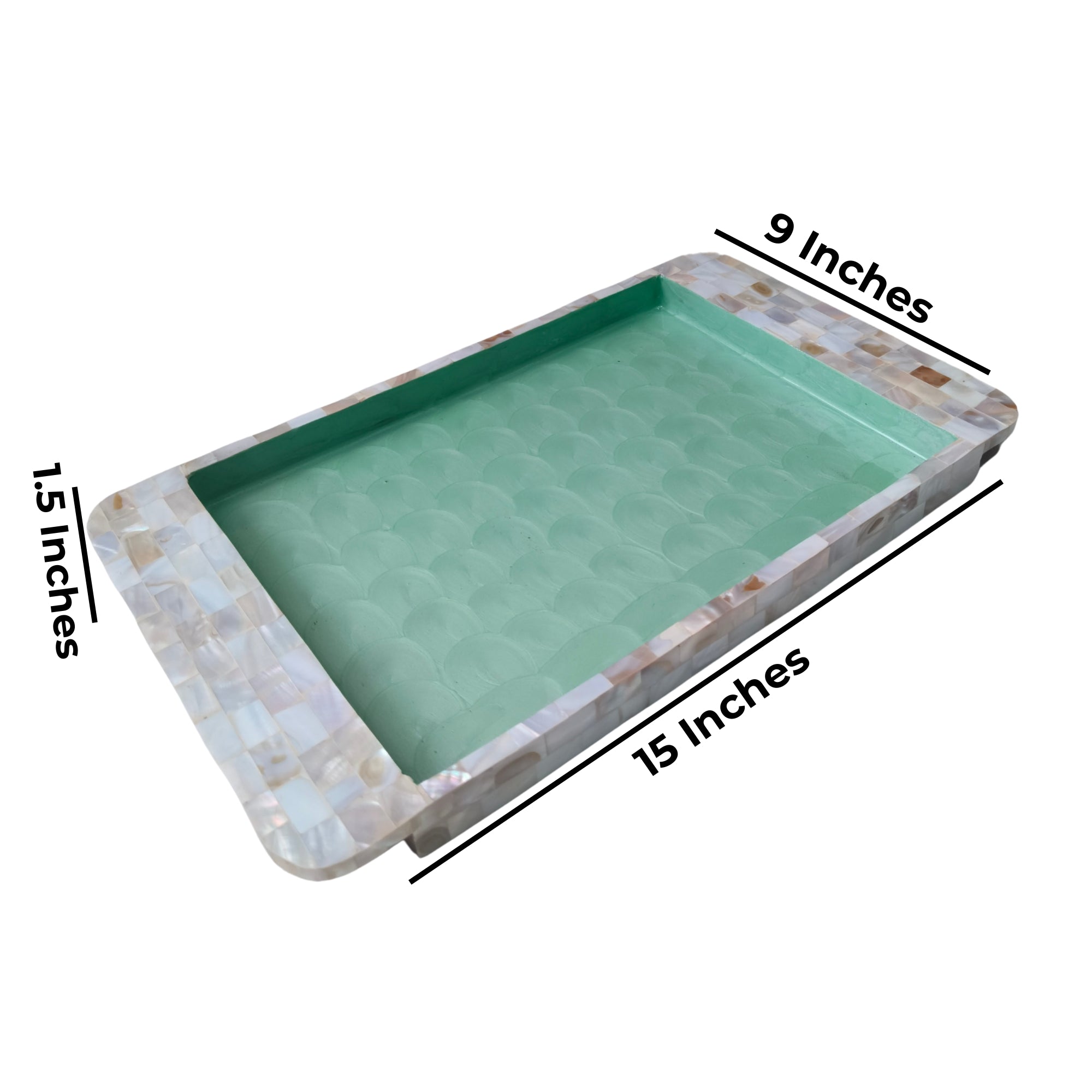 Rectangle Tray Set Of 2 - Wooden with White mother of pearl