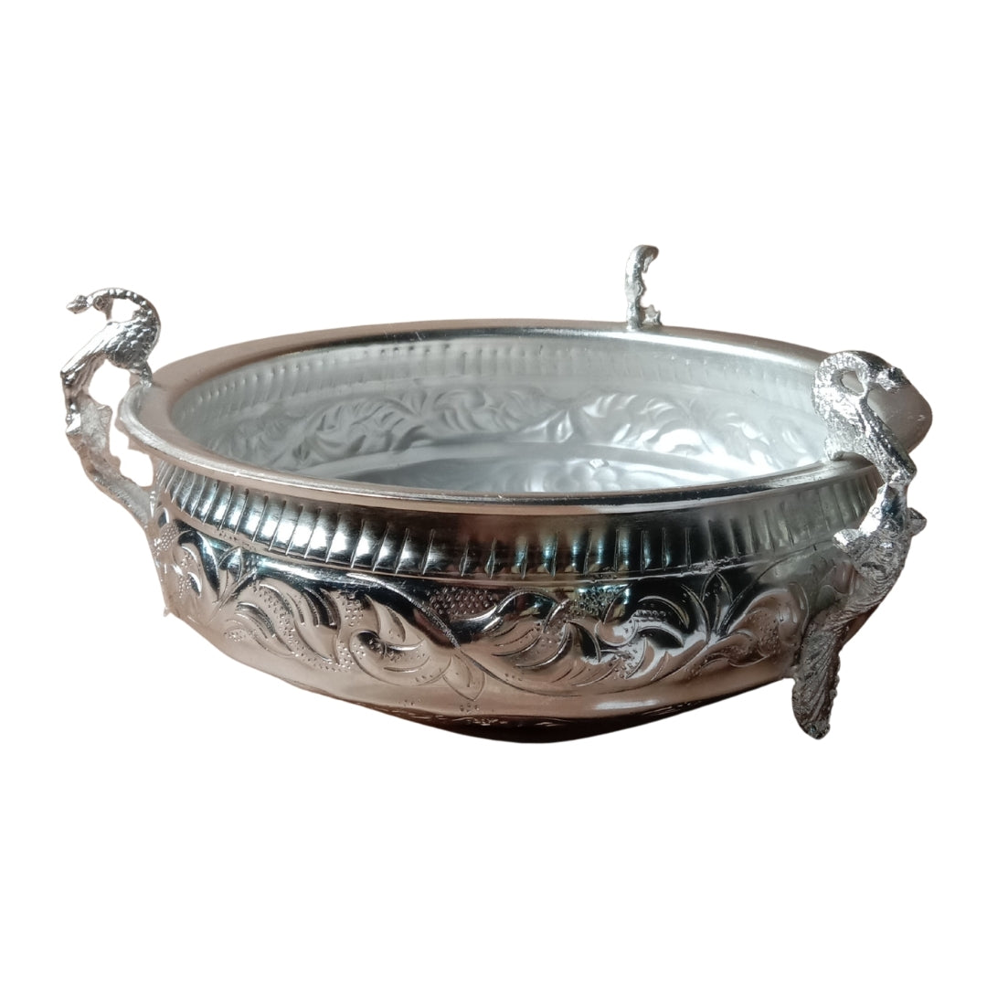 Peacock-Foot Silver urli / bowl in Velvet Box