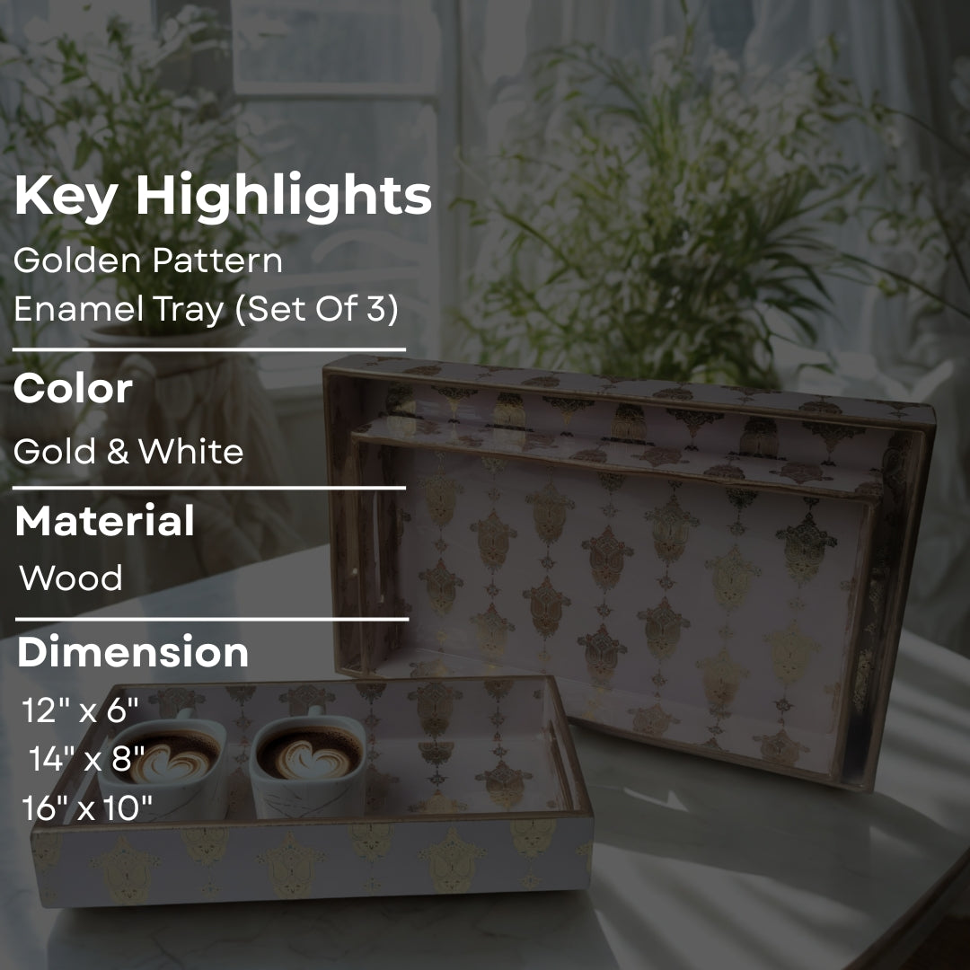 Golden Pattern Enamel Tray(Tray Set of 3)