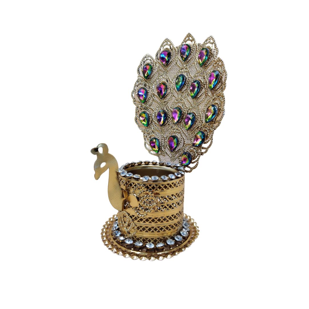 Peacock  Tea Light Holder Set Of 2