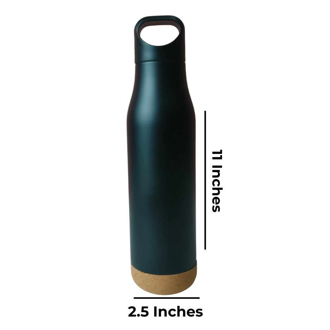 Black Stainless Steel Insulated Bottle With Bamboo Lid (500ml)