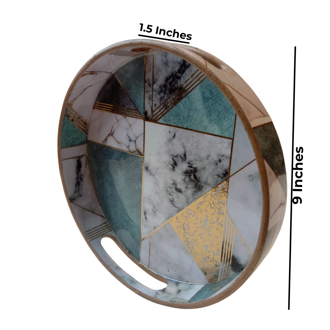 wooden onyx print with enamel round single tray