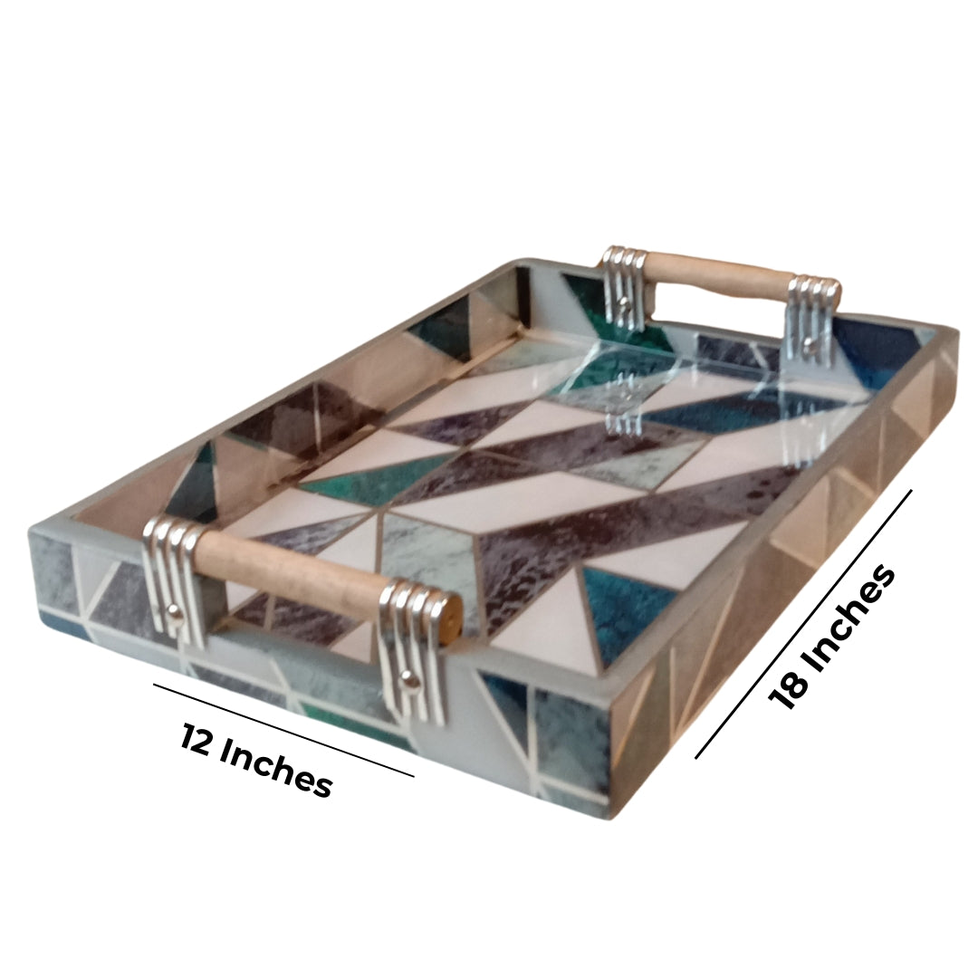 Rectangle - New mosaic with wooden handle set of 2