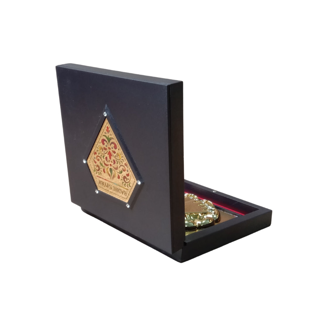Premium 24K Gold & 999 pure Silver Plated Radha Krishna Charan Paduka Pooja Box