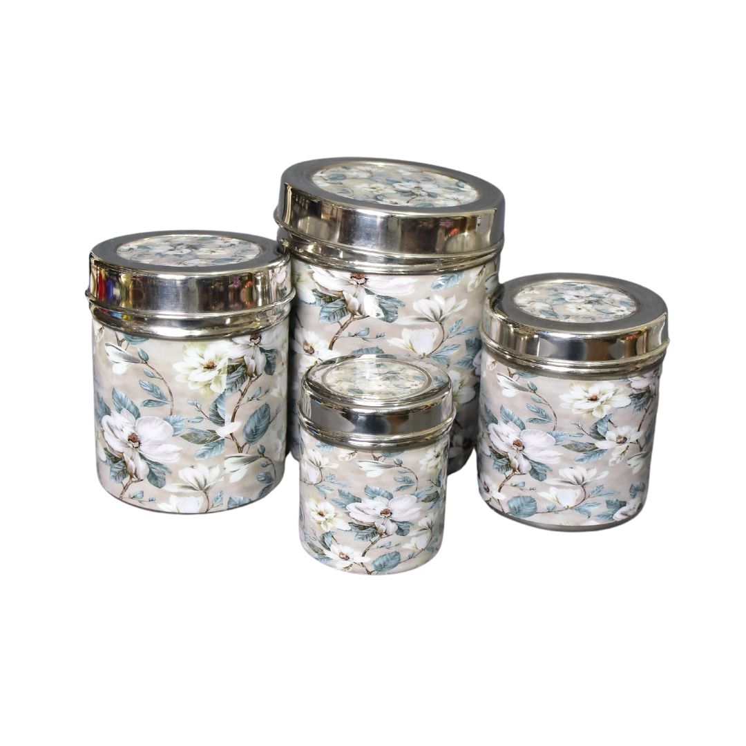 Grey Flower Jar Set Of 4