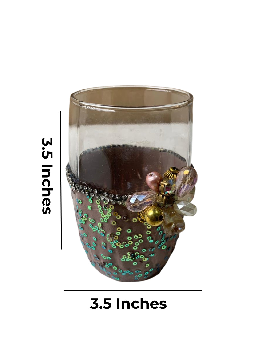 Mauve Resin Glitter Filigree Glass Set of 6