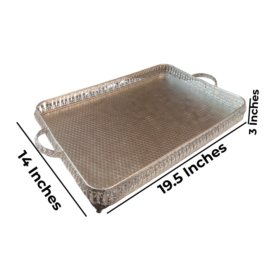 Rectangle metal German silver tray
