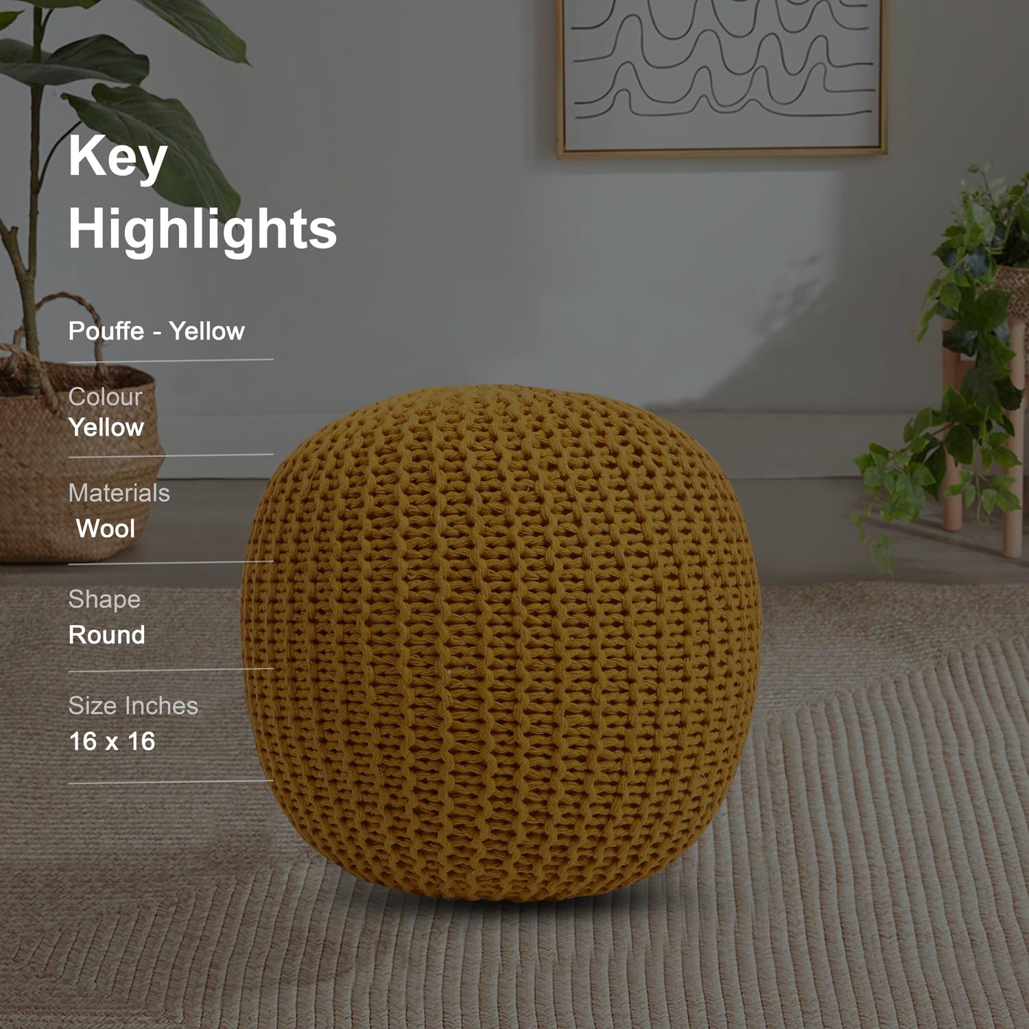 Pouffe Yellow - Pouffe Ottoman