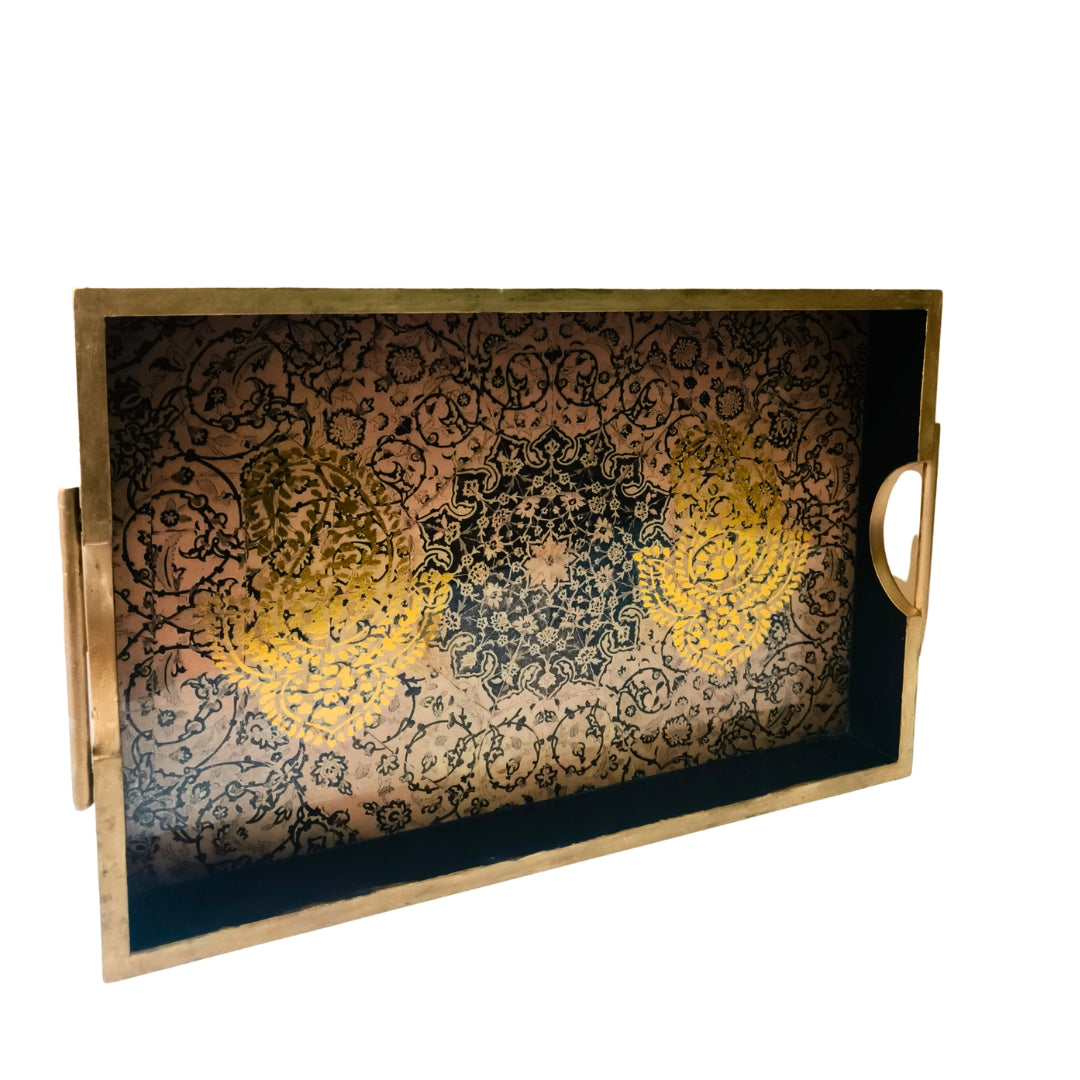 Turkish Print Beige Design Tray Large