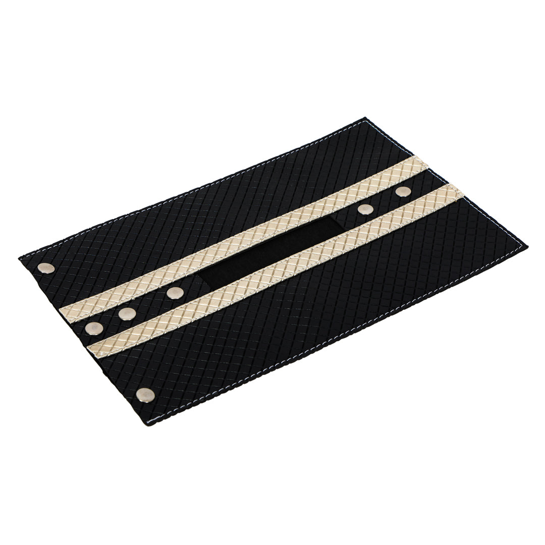 Tissue Flap - Black Leatherette Tissue Box