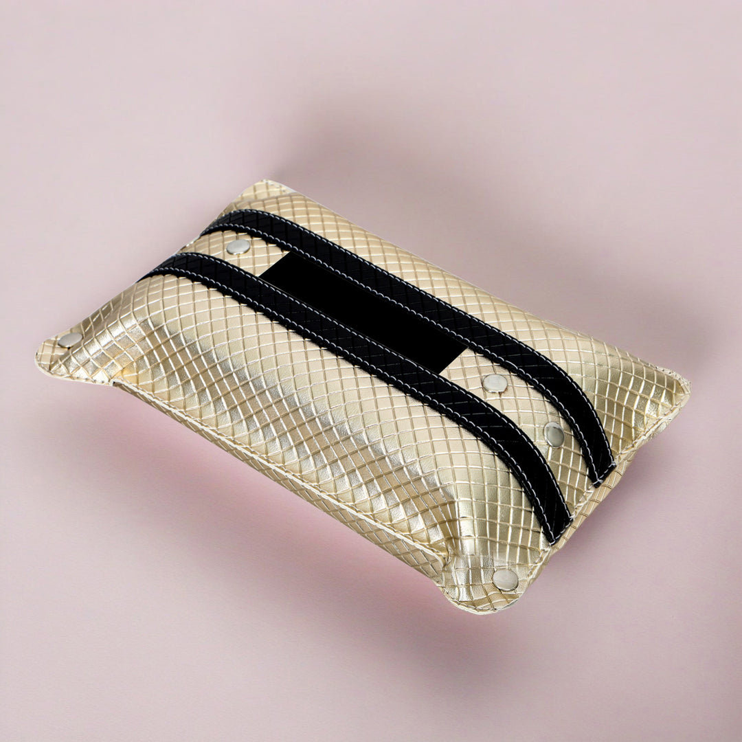 Tissue Flap - Gold Leatherette Tissue Box