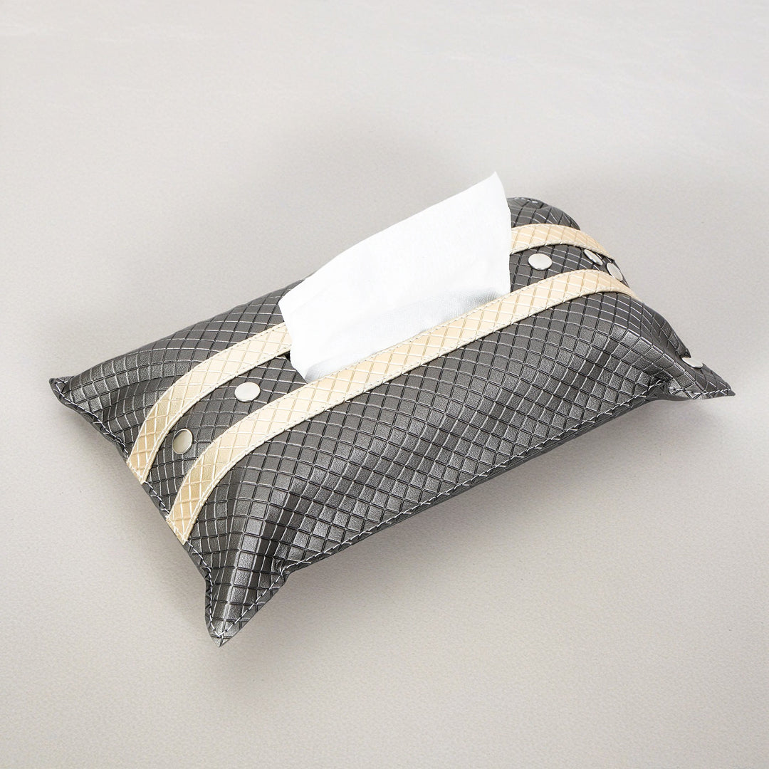 Tissue Flap - Silver Leatherette Tissue Box