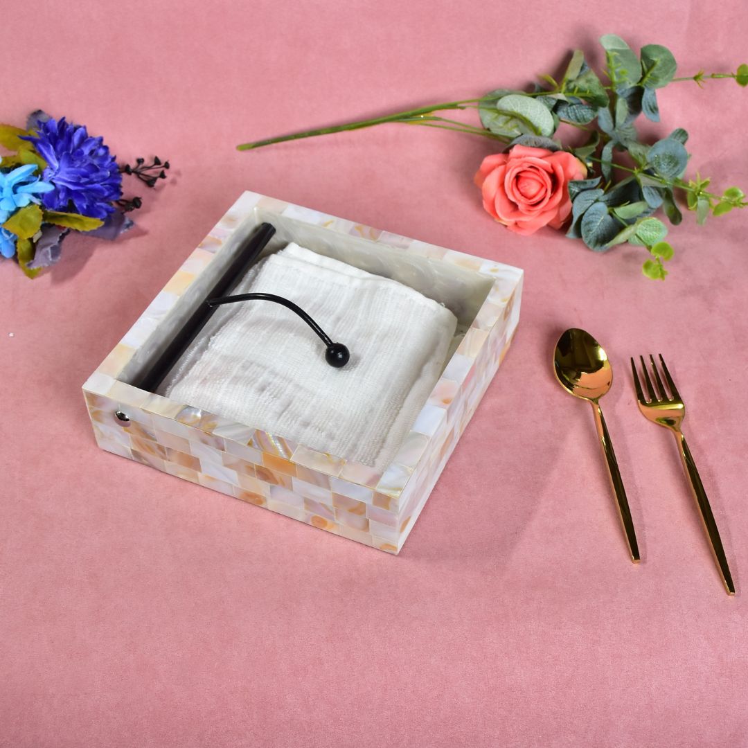 Square Tissue Holder - Mother Of Pearl