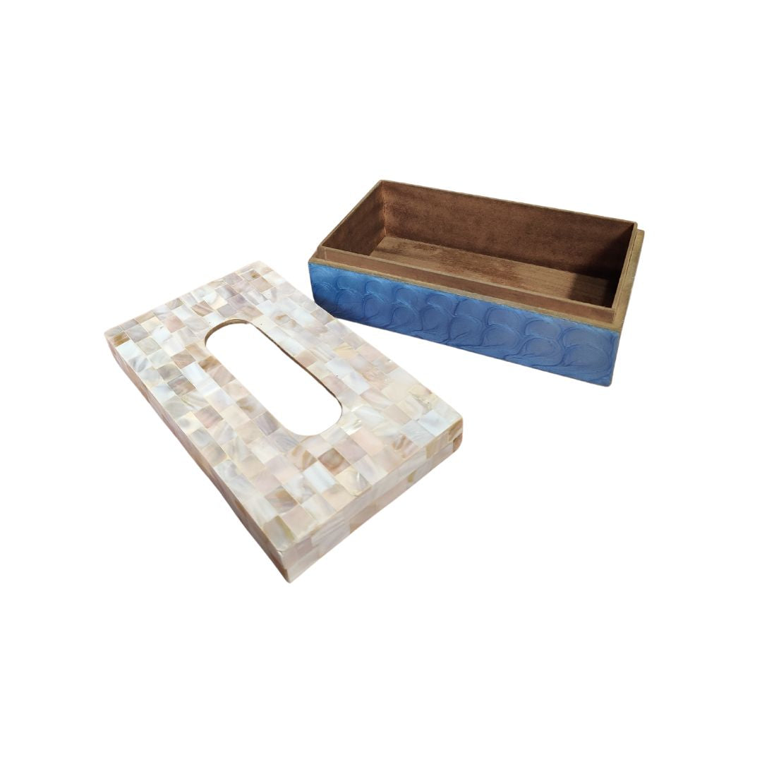 Tissue Box - Blue Mother Of Pearl