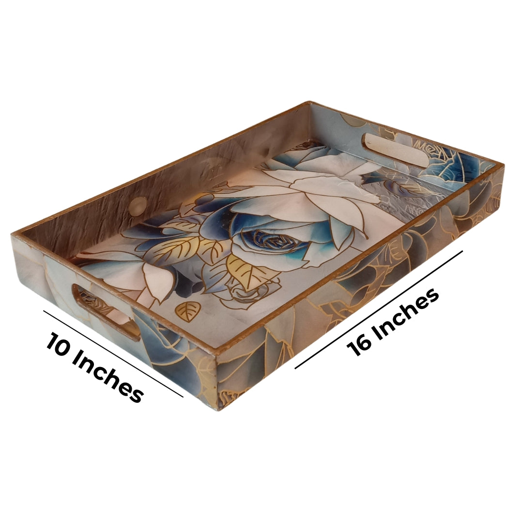 Rectangle Tray Set Of 2 - Blue Rose