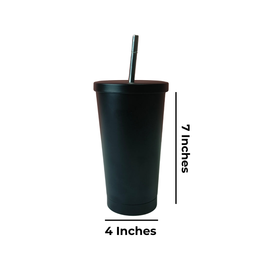 Black Stainless Steel Sipper WIth S.S Starw
